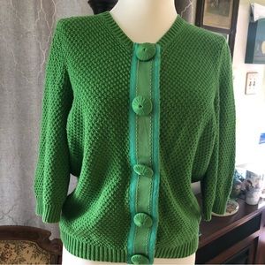 Boden 3/4 Large Button Green Cardigan Size US10